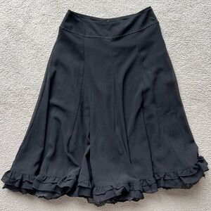 WOMENS EMMA JAMES BLACK RUFFLE Lace Trim A Line Flare SKIRT SIZE 6 PETITE NEW 6P